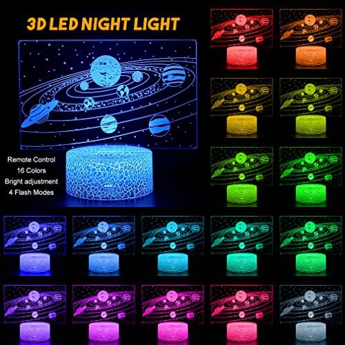 Güneş Sistemi 3D Optik Illusion Lamba Evren Uzay Galaxy LED gece ışık ile Uzaktan için Uzay Sevgilisi Erkek ve Kız olarak bir