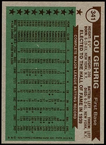 1976 Topps 341 Tüm Zamanların Tüm Yıldızları Lou Gehrig New York Yankees (Beyzbol Kartı) NM Yankees