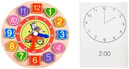 ONWRACE Çocuklar Karikatür Threading Numaraları Blokları Saat Tepsi Bulmaca Erken eğitici oyuncak 5 Saat + Kartları