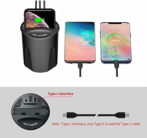 Tengan Qi Kablosuz Araç Kupası Şarj Cihazı, Soğutma Sistemi Hızlı Araç Kablosuz Şarj Tutucu Tabanı, Çoğu Cep Telefonuyla Uyumlu