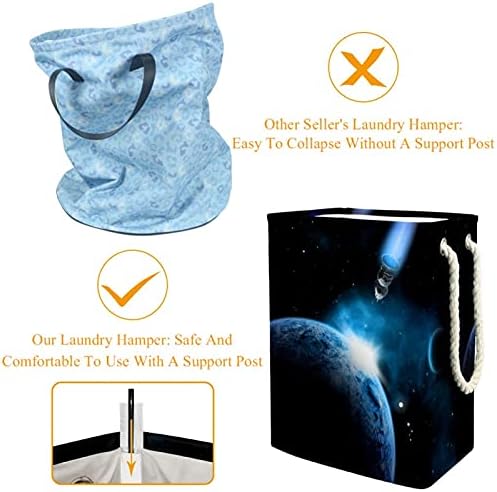 Çamaşır Sepeti Yıldızlı Gökyüzü Gece Dış Uzay Galaxy Katlanabilir Keten Çamaşır Depolama Sepeti Kolları ile Ayrılabilir Parantez