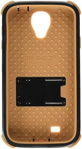Samsung Galaxy S4 için Dahili Kickstand ile Hücre Tri-Shield Hibrid Sert Kabuk ve Silikon Kılıf ötesinde-Perakende Ambalaj-Siyah