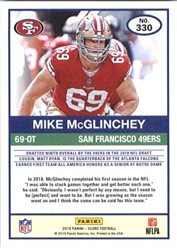 2019 Skor 330 Mike McGlinchey San Francisco 49ers NFL Futbol Ticaret Kartı