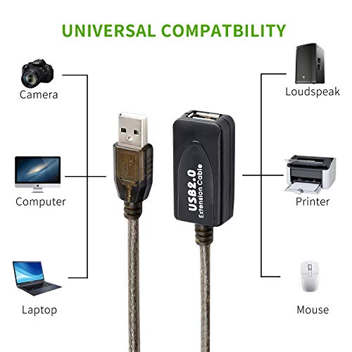 100FT USB Uzatma Kablosu, GGMTY USB 2.0 Tip A Erkek Kadın Aktif Tekrarlayıcı Uzatma Kablosu 100ft, yüksek Hızlı 480 Mbps
