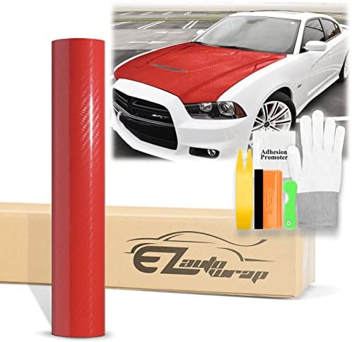 60X 600 (5FTx50FT) 5D Karbon Fiber Kırmızı Parlak Vinil Wrap Sticker DIY Çıkartması Araba Oto Araç Film Levha Kabarcık Ücretsiz