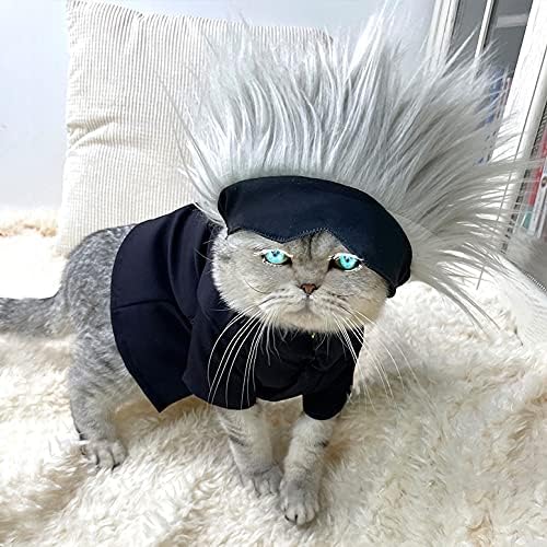 JSVDE Anime Jujutsu Kaisen Cosplay Gojo Satoru Kedi Kostüm Anime Kedi Giyim Karikatür evcil hayvan Giysileri Çoğu Kedi ve Köpekler