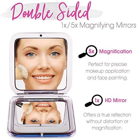 Çantalar için 2 ADET Büyütülmüş Kompakt Ayna, 10X 5X Büyüteç Makyaj Aynası, 3.3 inç Küçük Cep Aynası, Cımbız için Çift Taraflı