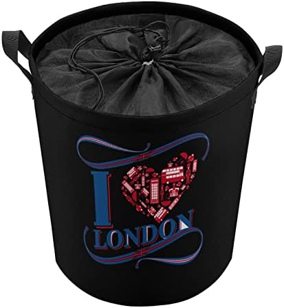 Ben Aşk Londra Katlanabilir çamaşır sepeti Mühürlü Giysi Sepet Organizatör İçin Dayanıklı Kolu İle Yatak Odası Banyo Kreş Ofis