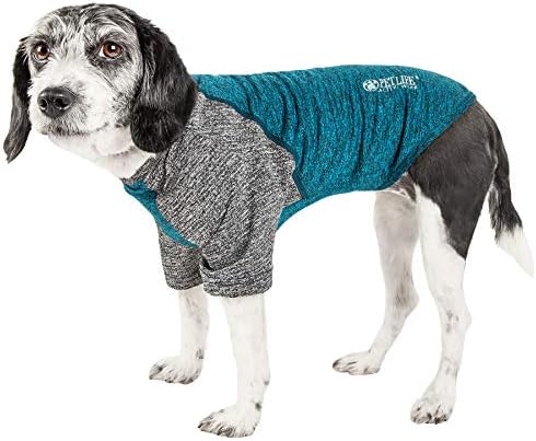Pet Life ® Active 'Hybreed' 4 Yönlü Streç İki Tonlu Performans Köpek Tişörtü, Orta, Deniz Mavisi