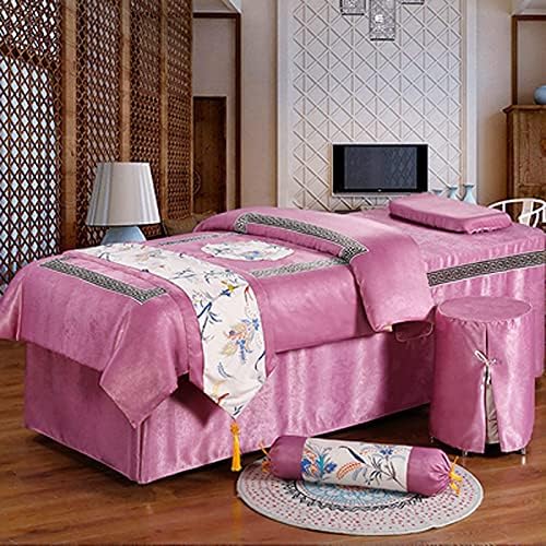 XH & XH 4-Piece masaj yatak çarşafı Seti Masa Etek Levha, dört Parçalı Yatak Örtüsü için High-End Güzellik Salonları İskandinav