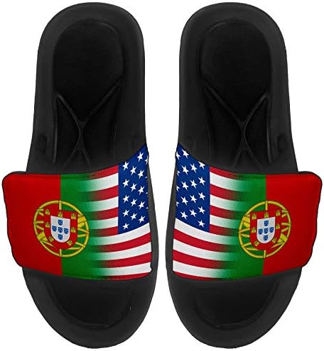 ExpressİtBest Yastıklı Slide-On Sandalet / Erkekler, Kadınlar ve Gençler için Slaytlar-Portekiz Bayrağı (Portekizce) - Portekiz
