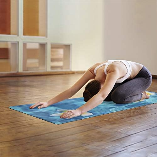 wanxınfu Yoga Mat, Kaymaz Çevre Dostu egzersiz Matı Plumeria Su üzerinde Yüzer-Zemin Egzersiz, Fitness ve Sıcak Yoga için Taşıma