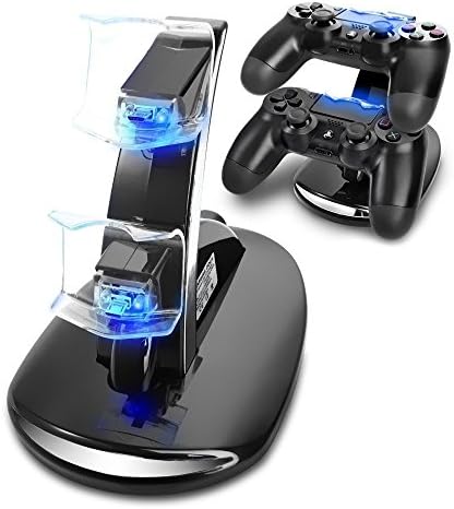 Cıngk PS4 Denetleyici Şarj Cihazı, Playstation 4 için LED Işıklı Çift USB Şarj Yerleştirme İstasyonu Standı