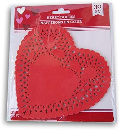 Sevgililer Günü Dekoratif Kalp Şeklinde Kağıt Peçeteler - 6 İnç Çapında-30 Adet (Kırmızı)