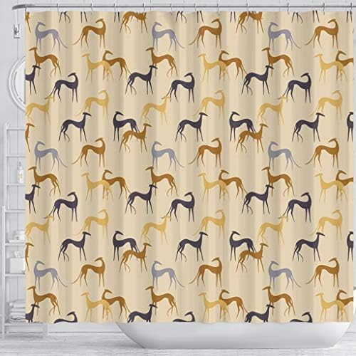 Greyhound Köpek Desen Baskı Duş Perdeleri