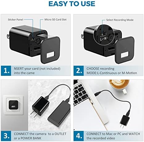 Şarj Cihazı ve Güvenlik Mini Kamera-USB Şarj ve Her Zaman İzlemek için, Gözetim Kamera Full HD-Ev Güvenliğinizi Etkili bir