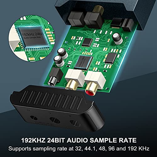 KOVCDVI 192 kHz Dijital Analog Ses Dönüştürücü ile Bluetooth V5. 0 Alıcı Dijital SPDIF Optik Analog L / R RCA Dönüştürücü Toslink
