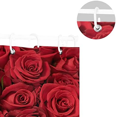 Oyıhfvs Kırmızı Güller Çiçeği Dikişsiz Su Geçirmez Duş Perdesi, Makinede Yıkanabilir Küvet Durak Perde Astar, Hiçbir Koku Polyester