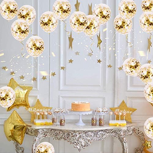 50 pcs Altın Konfeti Lateks Balonlar, 12 inç Altın Balonlar ile Altın Kağıt Noktalar için Mezuniyet Düğün Doğum Günü Bebek