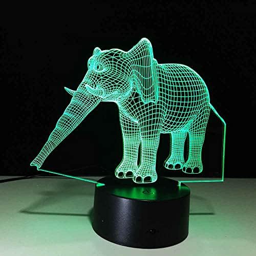 SWTZEQ 3D Illusion Gece Lambası Hayvan Fil Desen Dokunmatik Masa Masa Lambası, Uzaktan Kumanda ile 16 Renk Değiştirme Optik