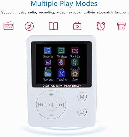 FECAMOS Mp3 Çalar, Karikatür MP3 Ultra-İnce Minimalist Tarzı Çok Fonksiyonlu 180 mah Lityum Pil için Açık (Beyaz)