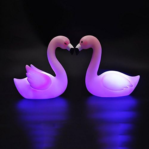 lanskou pembe LED ışıkları romantik Flamingo tarzı gece lambası yatak odası dekoratif lamba kek süsleme hediye 2