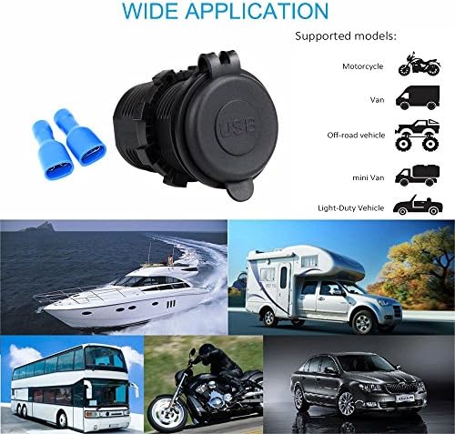 Cllena Araba USB şarj soketi Güç Çıkışı 1A ve 2.1 A için İpad iPhone Araba Tekne Deniz Mobil Mavi led ışık (5007B)
