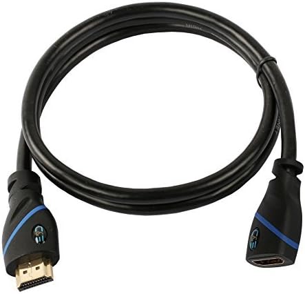 Ethernet ile 1.5 FT (0.4 M) Yüksek Hızlı HDMI Kablosu Erkek-Dişi Siyah (1.5 Feet / 0.4 Metre) 4K 30Hz, 3D, 1080p ve Ses Dönüşünü