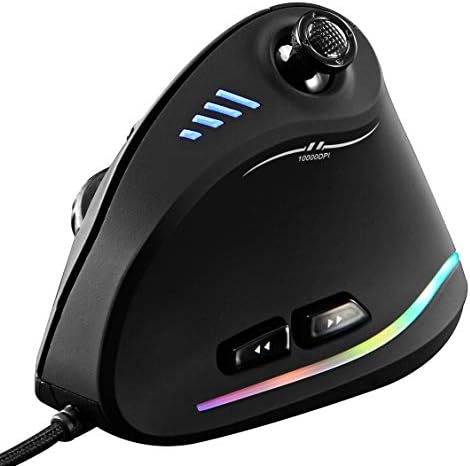 ZLOT Dikey Oyun Faresi, Kablolu RGB Ergonomik USB Joystick Programlanabilir Lazer Oyun Fareleri, 6 + 1 Tasarım, 11 Düğme, 1000