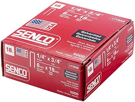 Senco L11BAB 18 Gauge 1/4 inç Taç 3/4 inç Bacak Elektro Galvanizli Zımba (kutu başına 5.000)