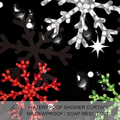 Duş Perdesi Liner Seti ile 12 Yüzükler Küvet için Ağır Noel Dekoratif Duş Perdesi 72x72 İnç Noel Renkli Kar Tanesi