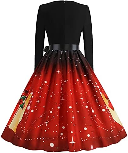 Noel Elbiseler 2022 için kadın, Vintage Uzun Kollu 50 s Akşam Parti Balo Elbise, noel Tatil Retro Kokteyl Salıncak Elbise