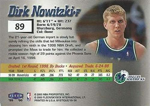 1999-00 Fleer Mystique Basketbol 89 Dirk Nowitzki Dallas Mavericks Skybox Şirketinden Resmi NBA Ticaret Kartı