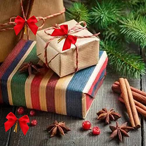Sopcone Kırlangıç Kuyruk ile 60 Parça Mini Kırmızı Yaylar Noel Süsler için Noel Ağacı, noel Çelenk, el Sanatları Ev Dekorasyon