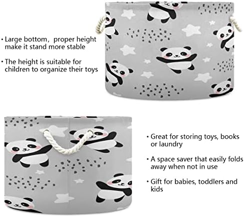 xigua Karikatür Panda Ayılar Depolama Sepeti | Ekstra Büyük Tuval Sepet Sepeti Kolları ile Kreş Depolama Bin için Organizatör