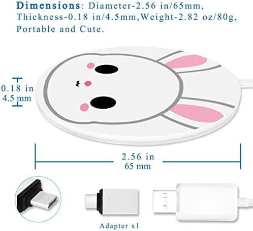 Şarj cihazı Karikatür Beyaz Tavşan kablosuz şarj cihazı Taşınabilir Hızlı şarj Pedi Kaymaz Ev Ofis için Kablo Adaptörü ile