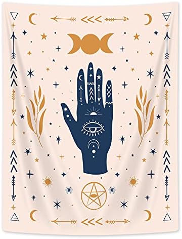 El falı El Okuma Goblen, Boho Ay Güneş Yıldız Astroloji Goblen Duvar Asılı, Bohemian Chic Cadı Hamsa Eller Mistik Wiccan Estetik