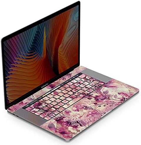 Mertak Vinil Cilt ile Uyumlu MacBook Hava 13 inç Mac Pro 16 15 14 12 2021 2020 2019 2018 2017 Kız Pembe Kapak Çiçekler Kır