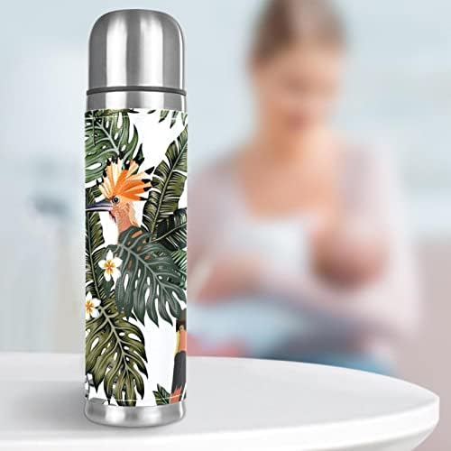 Lilibeely 17 oz Vakum Yalıtımlı Paslanmaz Çelik Su Şişesi Spor Kahve Seyahat Kupa Flask Hakiki Deri Sarılmış BPA Ücretsiz,