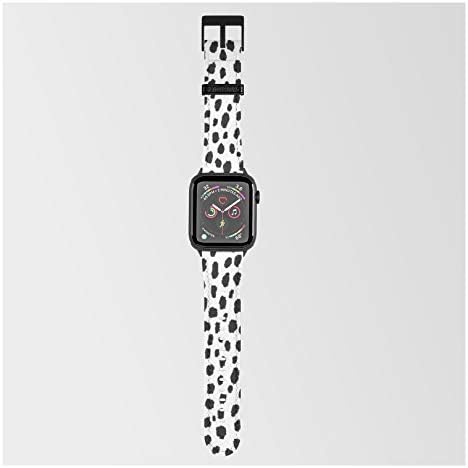 Apple Watch ile Uyumlu Smartwatch Bandında Design Minds Boutique tarafından Dalmaçyalı Noktalar Siyah/Beyaz