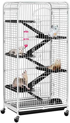 Yaheetech Çok Seviyeleri Haddeleme Tavşan Kafesi-52-inç Büyük Pet Gelincik Chinchilla Sincap Ribbit Kafes w/ 3 Ön Kapılar/Kase