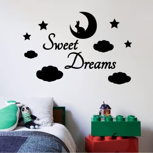 Ay Bunny Yıldız Tatlı Rüyalar Iyi Geceler Rüya Tırnaklar Sevimli Uyku Vinil Tasarım Duvar Sticker Sanat Çıkartması Erkek Kız