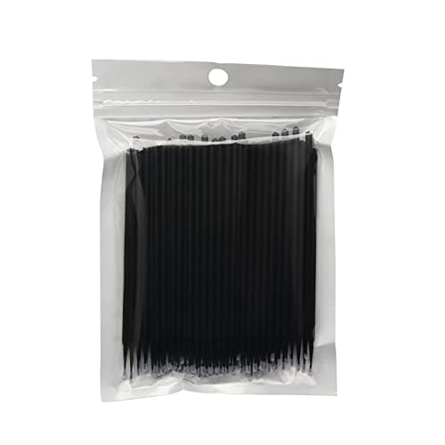 100 Paket Premium Tek Kullanımlık Mikro Temizleyici Biriktirme Fırçası, Kirpik Uzatma için Maskara Değnekleri, Siyah