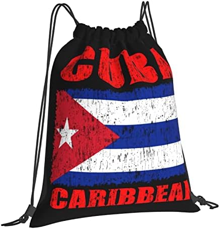 İpli sırt çantası Küba bayrağı Küba Vintage dize çanta Sackpack spor salonu alışveriş spor Yoga için