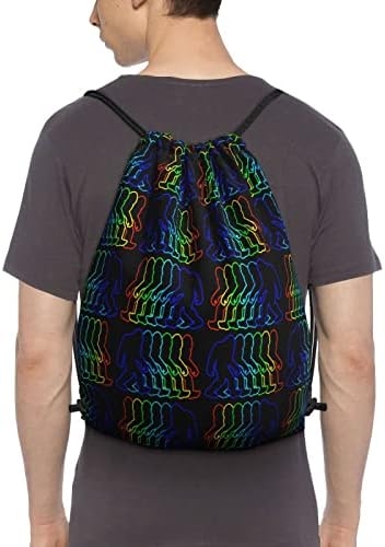 Spor salonu alışveriş spor Yoga için ipli sırt çantası Psychedelic Sasquatch dize çanta Sackpack
