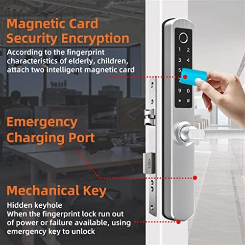 Kapı Kilidi Ev Güvenlik Kilidi Parmak İzi Akıllı Kilit Dijital IC Kart WiFi Bluetooth TT Kilit APP Kolay Yönetim Gümüş Kapı