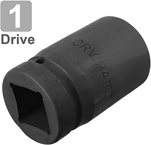 EuısdanAA 1-İnch Drive by 34mm Deep Impact Socket, 6 Noktalı, Cr-V, Metrik(Dado de ımpacto de 1 pulgada por 34 mm de profundidad,