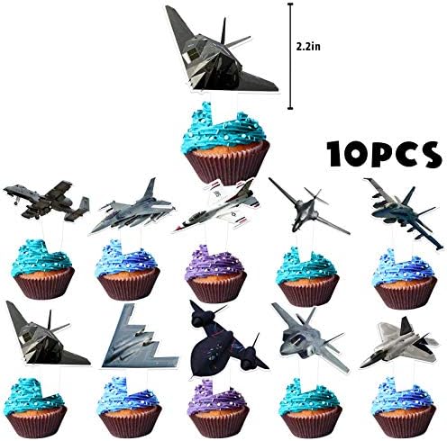 Uçak Mutlu Doğum Günü Parti Malzemeleri Süslemeleri Set Hava Kuvvetleri Kek Topper Uçak Cupcake Topper Serin Uçak Asılı Girdap