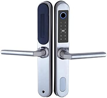 HLMSKD Gümüş Parmak İzi Kapı Kilidi Bluetooth TTlock APP 5 Açma Yöntemi Kırık Köprü / Ahşap / Dış Kapı Ev güvenlik kapısı Kilidi