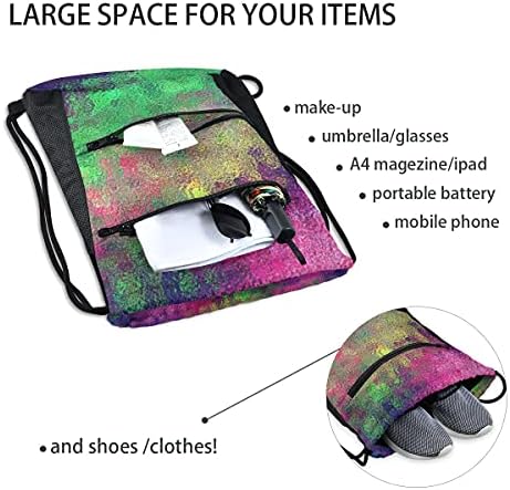 Gökkuşağı Renkli İpli sırt çantası Çanta Cinch Çuval ile Cepler Eğitim İpli Spor Çantası